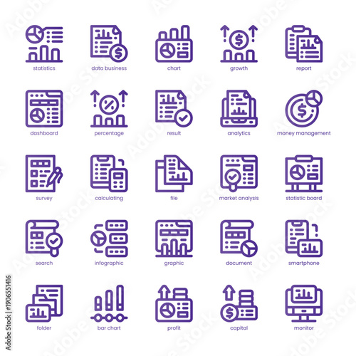Business Statistics Icon pack for your website, mobile, presentation, and logo design. Business Statistics Icon line basic color design. Vector graphics illustration and editable stroke.