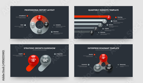 Colorful Review Four Five Two Three Element Graph Frame Design Vector Illustration Bundle. Science Plan 4 5 2 3 Option Infographic Presentation Template Set.