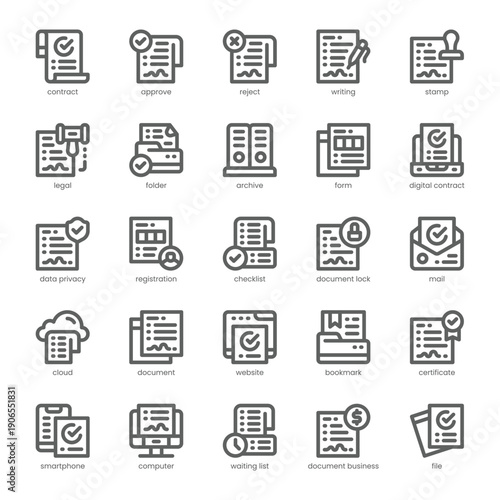 Contract Icon pack for your website, mobile, presentation, and logo design. Contract Icon outline design. Vector graphics illustration and editable stroke.