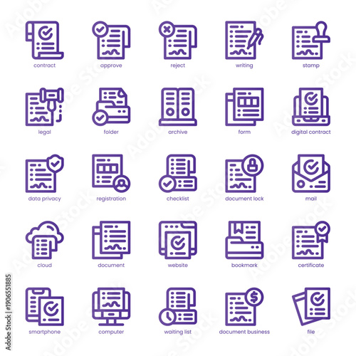 Contract Icon pack for your website, mobile, presentation, and logo design. Contract Icon line basic color design. Vector graphics illustration and editable stroke.