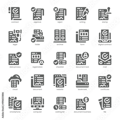 Contract Icon pack for your website, mobile, presentation, and logo design. Contract Icon solid design. Vector graphics illustration and editable stroke.