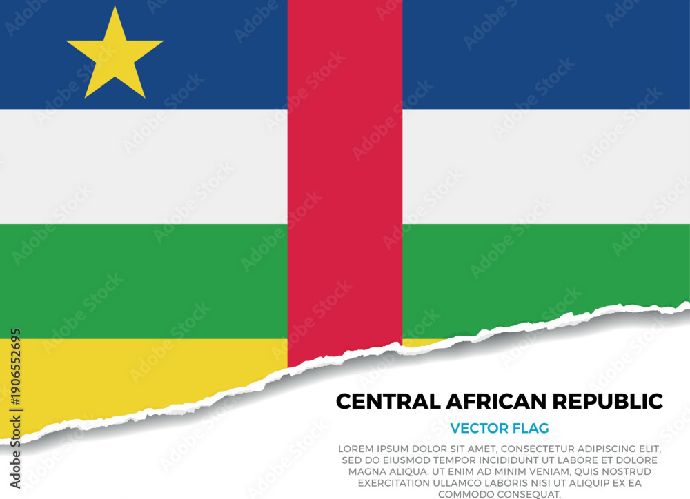Obraz premium Flag of Central African Republic. Creative Torn Paper Edge Effect on transparent background
