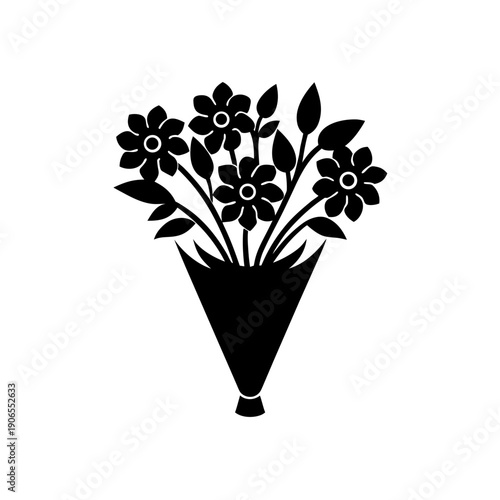 Elegant black and white floral arrangement in a vase