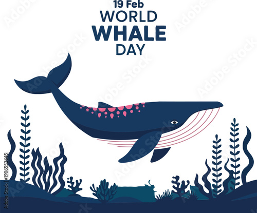 Celebrate World Whale Day: Stunning Illustration of a Blue Whale with Ocean Background