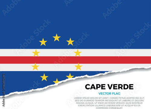 Flag of Cape Verde. Creative Torn Paper Edge Effect on transparent background