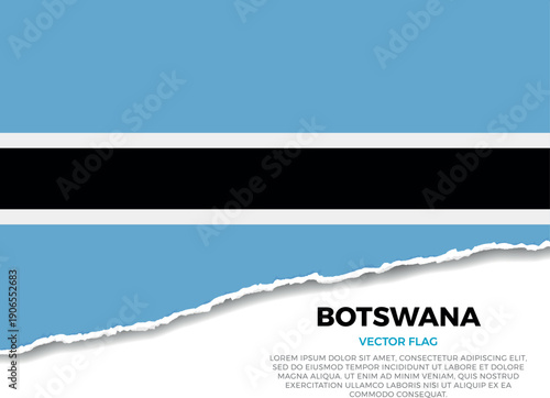 Flag of Botswana. Creative Torn Paper Edge Effect on transparent background