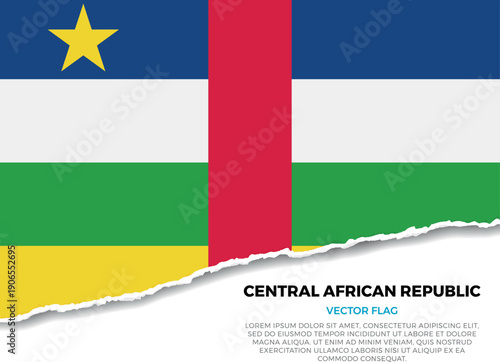 Flag of Central African Republic. Creative Torn Paper Edge Effect on transparent background