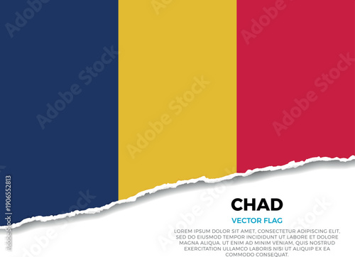 Flag of Chad. Creative Torn Paper Edge Effect on transparent background