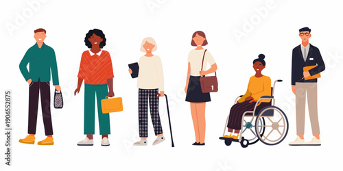 A diverse group of people standing together representing inclusivity and accessibility