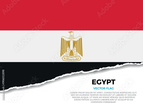 Flag of Egypt. Creative Torn Paper Edge Effect on transparent background