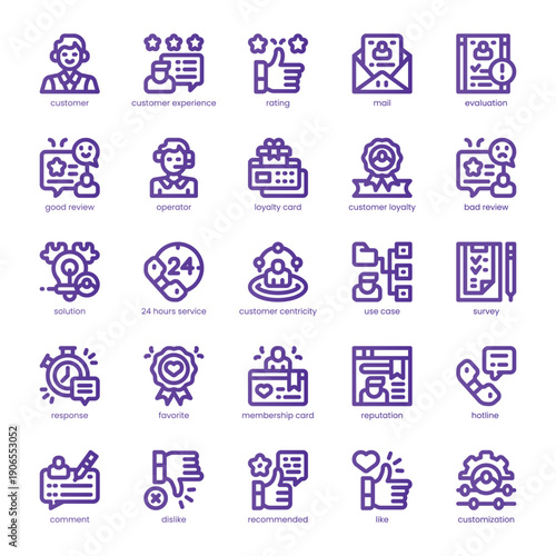 Customer Experience Icon pack for your website, mobile, presentation, and logo design. Customer Experience Icon line basic color design. Vector graphics illustration and editable stroke.