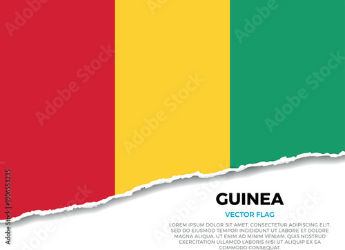 Flag of Guinea. Creative Torn Paper Edge Effect on transparent background