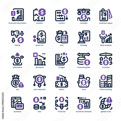 Diflation Icon pack for your website, mobile, presentation, and logo design. Diflation Icon dual tone design. Vector graphics illustration and editable stroke.