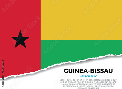 Flag of Guinea-Bissau. Creative Torn Paper Edge Effect on transparent background