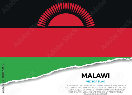 Free Download Flag of Malawi. Creative Torn Paper Edge Effect on transparent background - GFXLoad