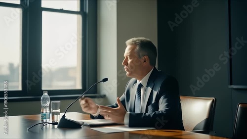 Professional Man Giving a Presentation in a Conference Room.