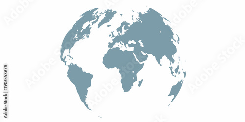 Stylized world globe illustration with blue continents on a white background