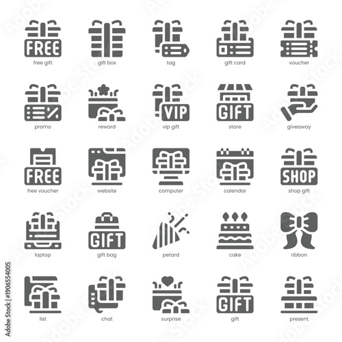 Free Gift Icon pack for your website, mobile, presentation, and logo design. Free Gift Icon solid design. Vector graphics illustration and editable stroke.