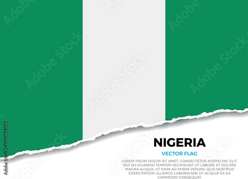 Flag of Nigeria. Creative Torn Paper Edge Effect on transparent background