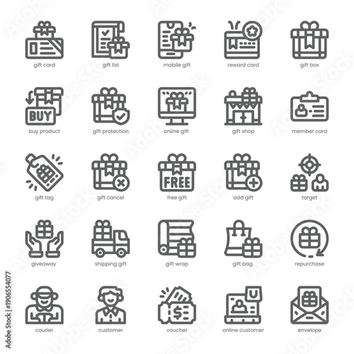 Gift Card Icon pack for your website, mobile, presentation, and logo design. Gift Card Icon outline design. Vector graphics illustration and editable stroke.