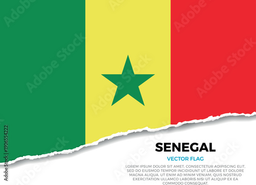 Flag of Senegal. Creative Torn Paper Edge Effect on transparent background