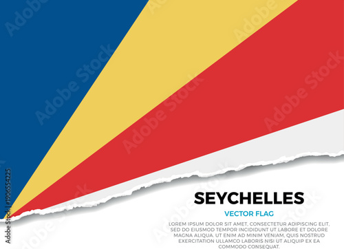 Flag of Seychelles. Creative Torn Paper Edge Effect on transparent background