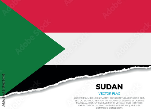 Flag of Sudan. Creative Torn Paper Edge Effect on transparent background