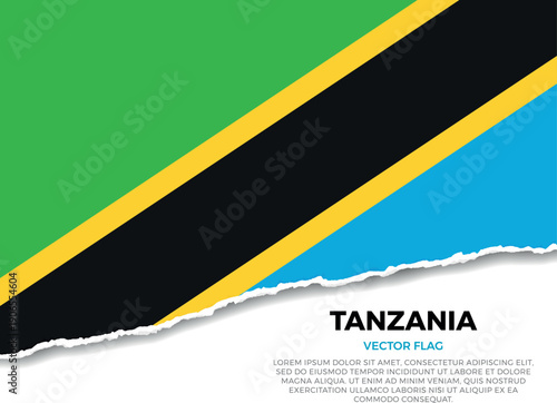 Flag of Tanzania. Creative Torn Paper Edge Effect on transparent background