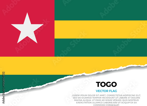 Flag of Togo. Creative Torn Paper Edge Effect on transparent background