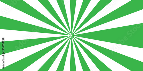 Vibrant green sunburst rays swirl over a vintage grunge texture to create an abstract retro wallpaper design with colorful vector lines and a paper backdrop