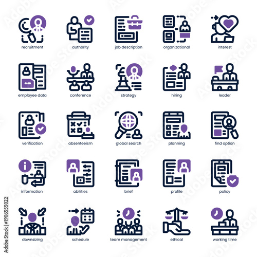 Human Resource Icon pack for your website, mobile, presentation, and logo design. Human Resource Icon dual tone design. Vector graphics illustration and editable stroke.