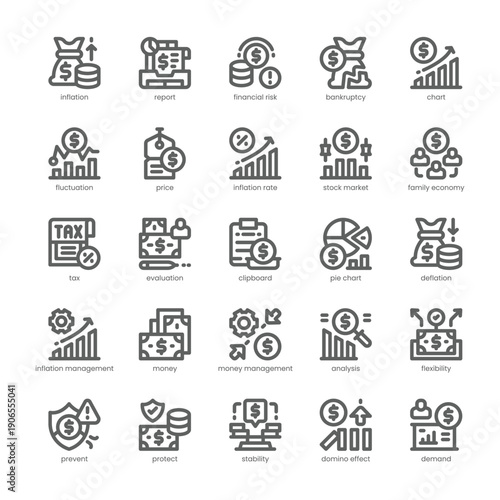 Inflation Icon pack for your website, mobile, presentation, and logo design. Inflation Icon outline design. Vector graphics illustration and editable stroke.