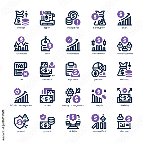 Inflation Icon pack for your website, mobile, presentation, and logo design. Inflation Icon dual tone design. Vector graphics illustration and editable stroke.