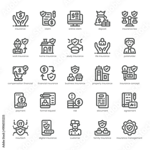 Insurance Claim Icon pack for your website, mobile, presentation, and logo design. Insurance Claim Icon outline design. Vector graphics illustration and editable stroke.