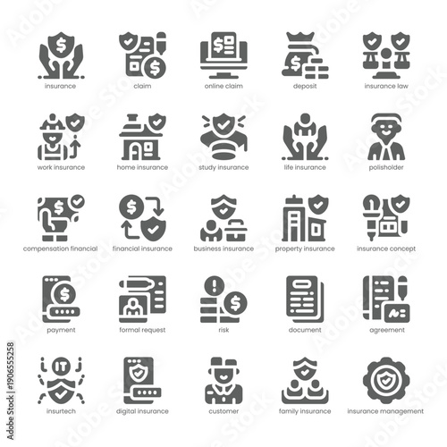 Insurance Claim Icon pack for your website, mobile, presentation, and logo design. Insurance Claim Icon solid design. Vector graphics illustration and editable stroke.