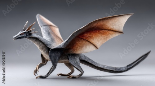 Wallpaper Mural A dragon figure with detailed wings and body stands in a neutral position, highlighting its design. Torontodigital.ca