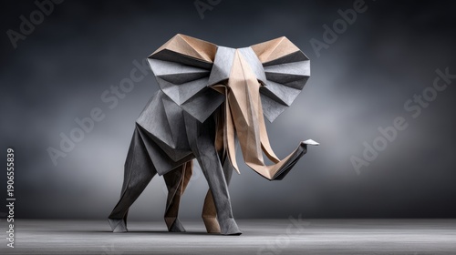 Wallpaper Mural Origami elephant made from folded paper in a studio setting Torontodigital.ca