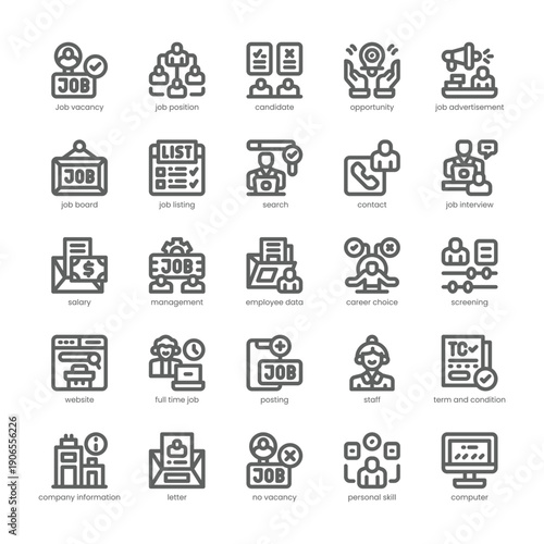 Job Vacancy Icon pack for your website, mobile, presentation, and logo design. Job Vacancy Icon outline design. Vector graphics illustration and editable stroke.
