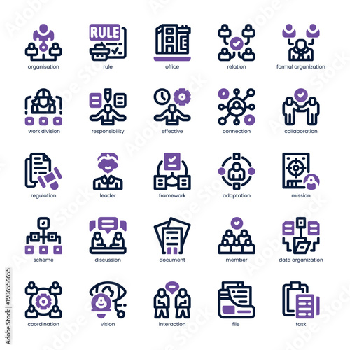 Organisation Icon pack for your website, mobile, presentation, and logo design. Organisation Icon dual tone design. Vector graphics illustration and editable stroke.