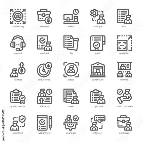 Outsourcing Icon pack for your website, mobile, presentation, and logo design. Outsourcing Icon outline design. Vector graphics illustration and editable stroke.