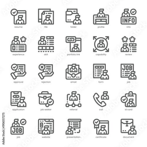 Resume Icon pack for your website, mobile, presentation, and logo design. Resume Icon outline design. Vector graphics illustration and editable stroke.