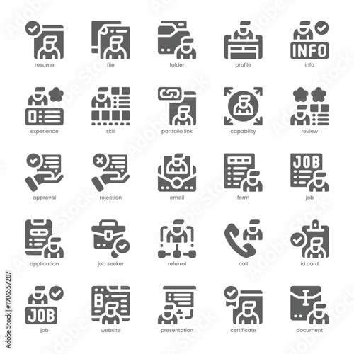 Resume Icon pack for your website, mobile, presentation, and logo design. Resume Icon solid design. Vector graphics illustration and editable stroke.