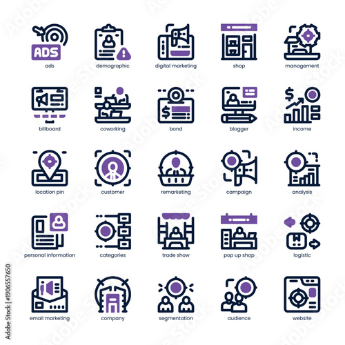 Target Audience Icon pack for your website, mobile, presentation, and logo design. Target Audience Icon dual tone design. Vector graphics illustration and editable stroke.