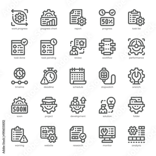 Work Progress Icon pack for your website, mobile, presentation, and logo design. Work Progress Icon outline design. Vector graphics illustration and editable stroke.