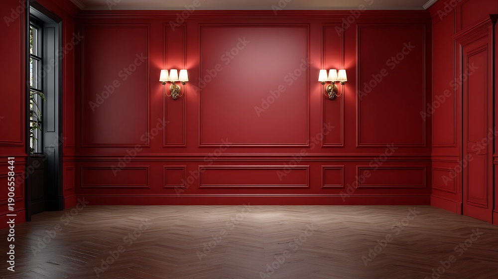 Obraz premium Elegant red interior design showcase modern room photography stylish environment interior view