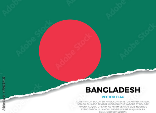 Flag of Bangladesh. Creative Torn Paper Edge Effect on transparent background