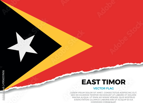 Flag of East Timor. Creative Torn Paper Edge Effect on transparent background
