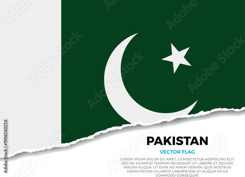 Flag of Pakistan. Creative Torn Paper Edge Effect on transparent background