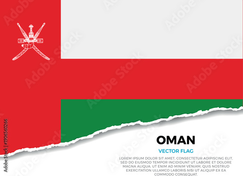 Flag of Oman. Creative Torn Paper Edge Effect on transparent background