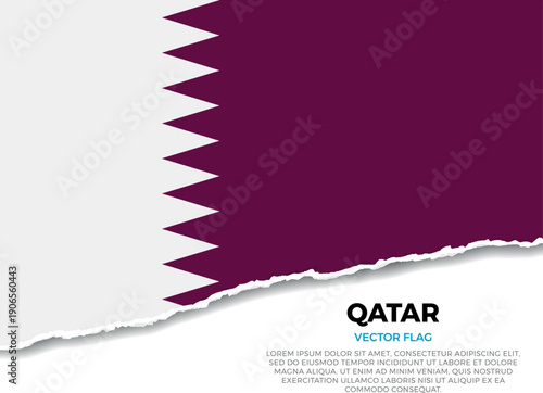 Flag of Qatar. Creative Torn Paper Edge Effect on transparent background